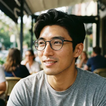 Ethan Lin in a café